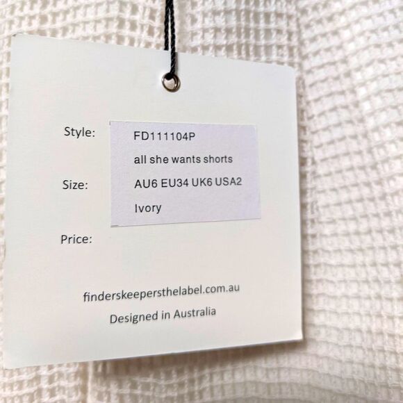 NWT FINDERS KEEPERS All She Wants High Rise Mesh Shorts Ivory 2 - Picture 4 of 7